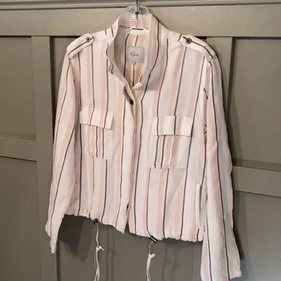Rails Rowan Striped Army Military Jacket in Coco Stripe Size XS - Picture 6 of 11
